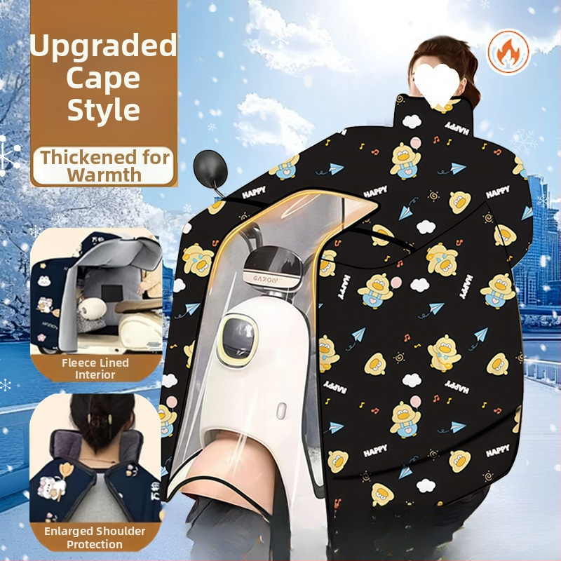 Pelerină de iarnă pentru corp întreg, cu căptușeală de fleece, anti-vânt, protecție pentru gât și umeri, din țesătură Oxford