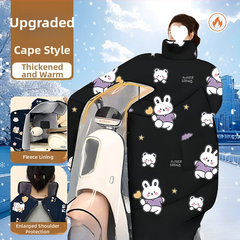 Pelerină de iarnă pentru corp întreg, cu căptușeală de fleece, anti-vânt, protecție pentru gât și umeri, din țesătură Oxford