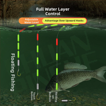 Plūduriuojantis linijos komplektas žieminei žvejybai karpiams, Nailonas, Through-Line, cilindriškai-sferinis plūdikas, vienas kabliukas