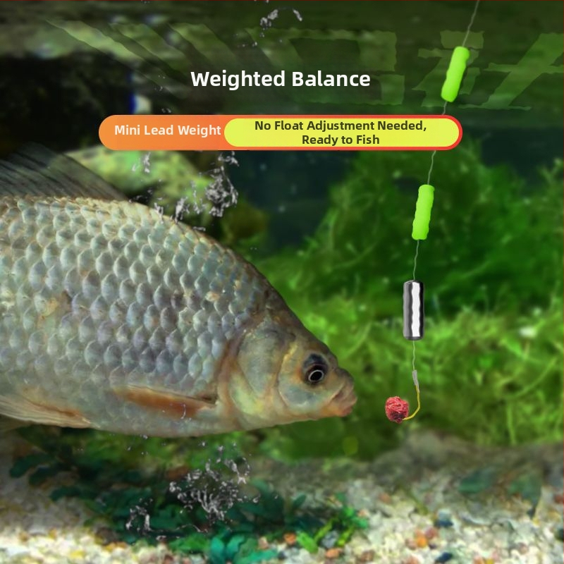 Plūduriuojantis linijos komplektas žieminei žvejybai karpiams, Nailonas, Through-Line, cilindriškai-sferinis plūdikas, vienas kabliukas