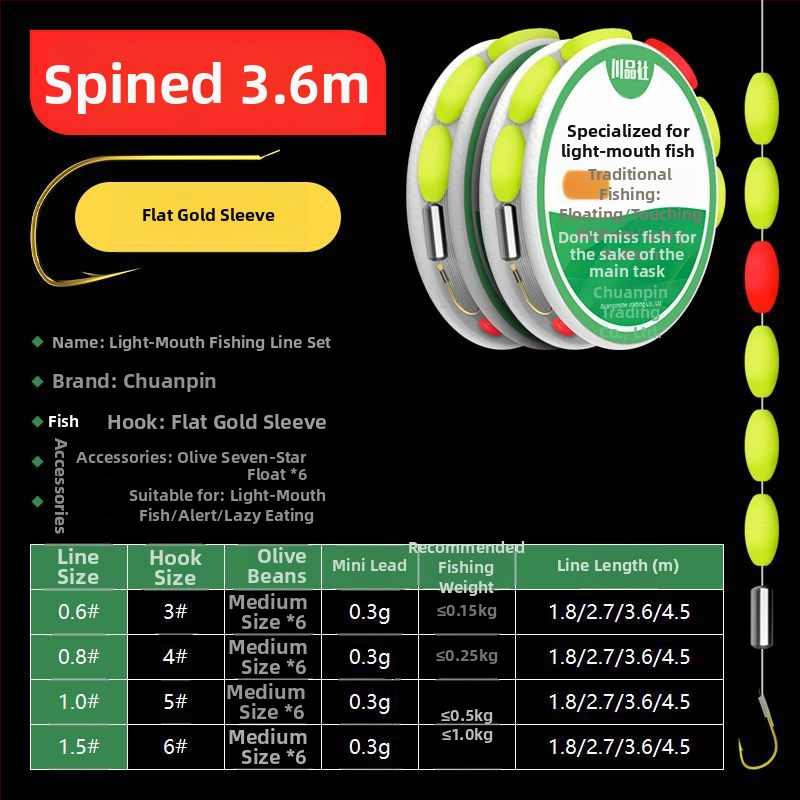 Plūduriuojantis linijos komplektas žieminei žvejybai karpiams, Nailonas, Through-Line, cilindriškai-sferinis plūdikas, vienas kabliukas