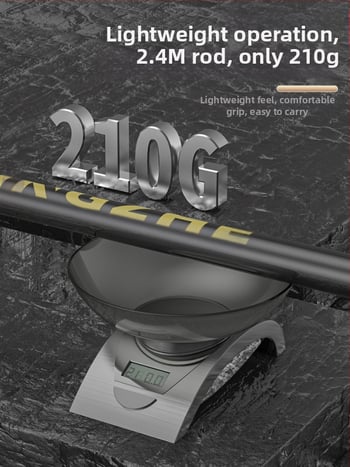 Oglekļa šķiedras teleskopiska tīkla makšķerēšanas komplekts – ultra viegls, stingrs, ar smalku aci, saliekams, slodze 100 kg