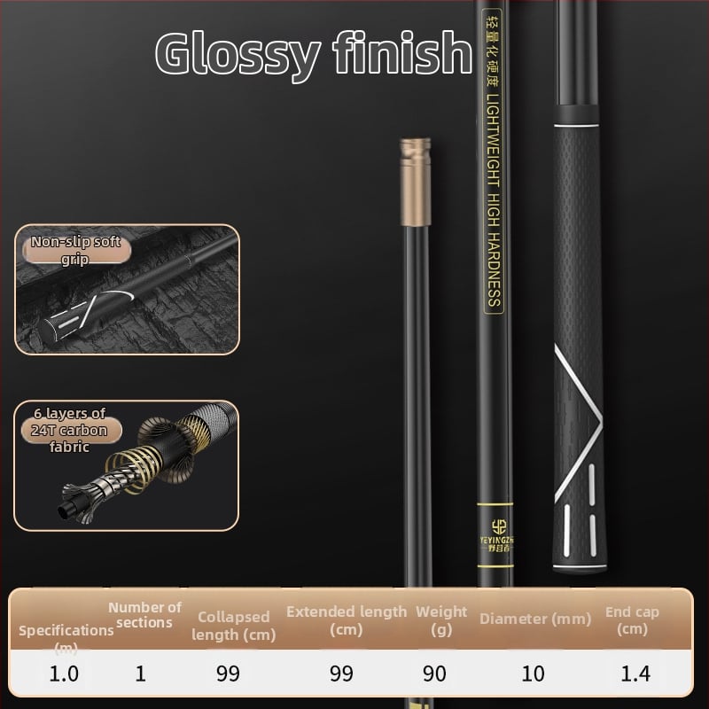 Oglekļa šķiedras teleskopiska tīkla makšķerēšanas komplekts – ultra viegls, stingrs, ar smalku aci, saliekams, slodze 100 kg