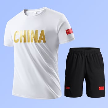 Unisex vasaros dviejų dalių sportinis komplektas su trumpomis rankovėmis ir apvaliu kaklu, poliesterio-spandekso mišinys 95/5