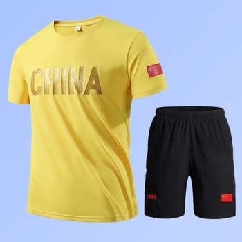 Unisex vasaros dviejų dalių sportinis komplektas su trumpomis rankovėmis ir apvaliu kaklu, poliesterio-spandekso mišinys 95/5