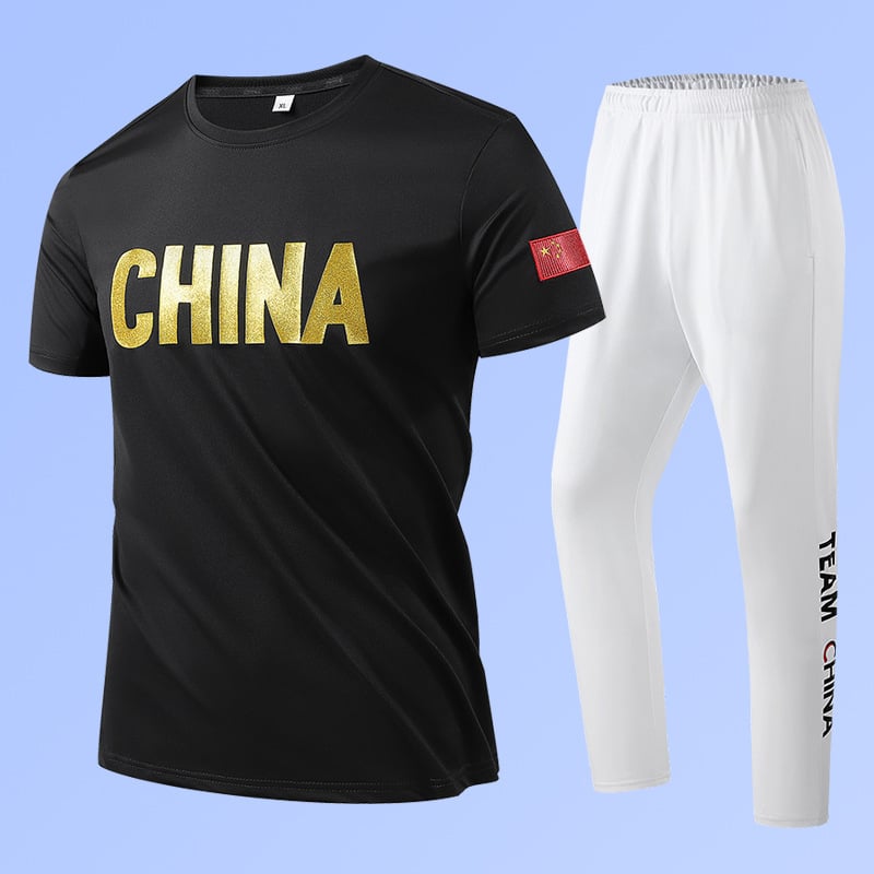 Unisex vasaros dviejų dalių sportinis komplektas su trumpomis rankovėmis ir apvaliu kaklu, poliesterio-spandekso mišinys 95/5