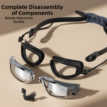 Pieaugušo peldēšanas brilles un cepures komplekts – antifog, lielais rāmis, PC lēcas, ūdensizturīgs