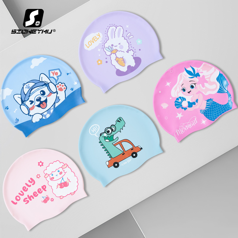 SnowSwim silikonska kapica za plivanje za djecu s motivom crtića, pogodna za plivanje i vodene aktivnosti