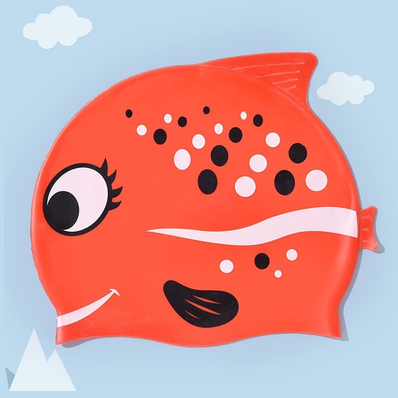 Dječja silikonska kapa za plivanje s otiskom zlatne ribice, vodootporna, visoka elastičnost, pogodna za dugu kosu