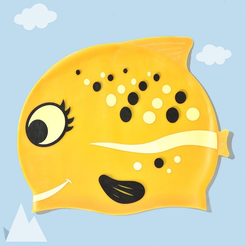 Dječja silikonska kapa za plivanje s otiskom zlatne ribice, vodootporna, visoka elastičnost, pogodna za dugu kosu