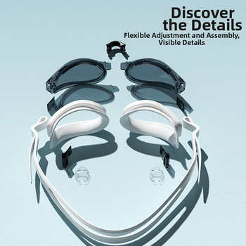 RESHEIR Anti-fog peldēšanas briļes pieaugušajiem, PC lēcas, piemērotas miopijai, acu aizsardzība