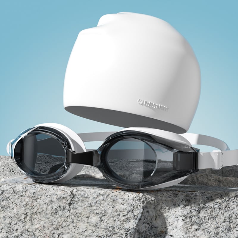 RESHEIR Anti-fog peldēšanas briļes pieaugušajiem, PC lēcas, piemērotas miopijai, acu aizsardzība