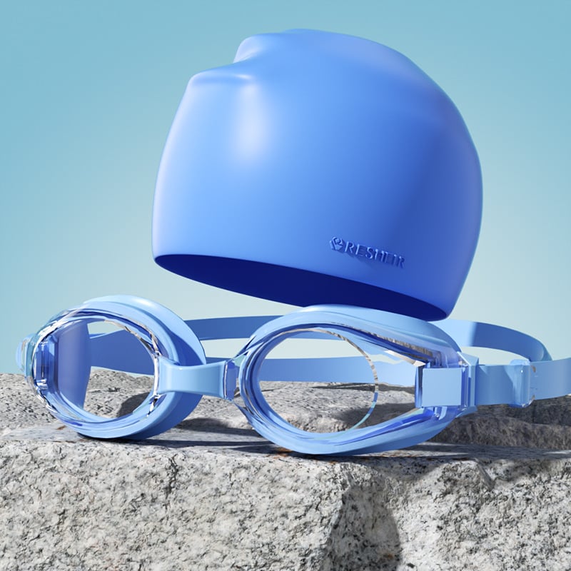 RESHEIR Anti-fog peldēšanas briļes pieaugušajiem, PC lēcas, piemērotas miopijai, acu aizsardzība