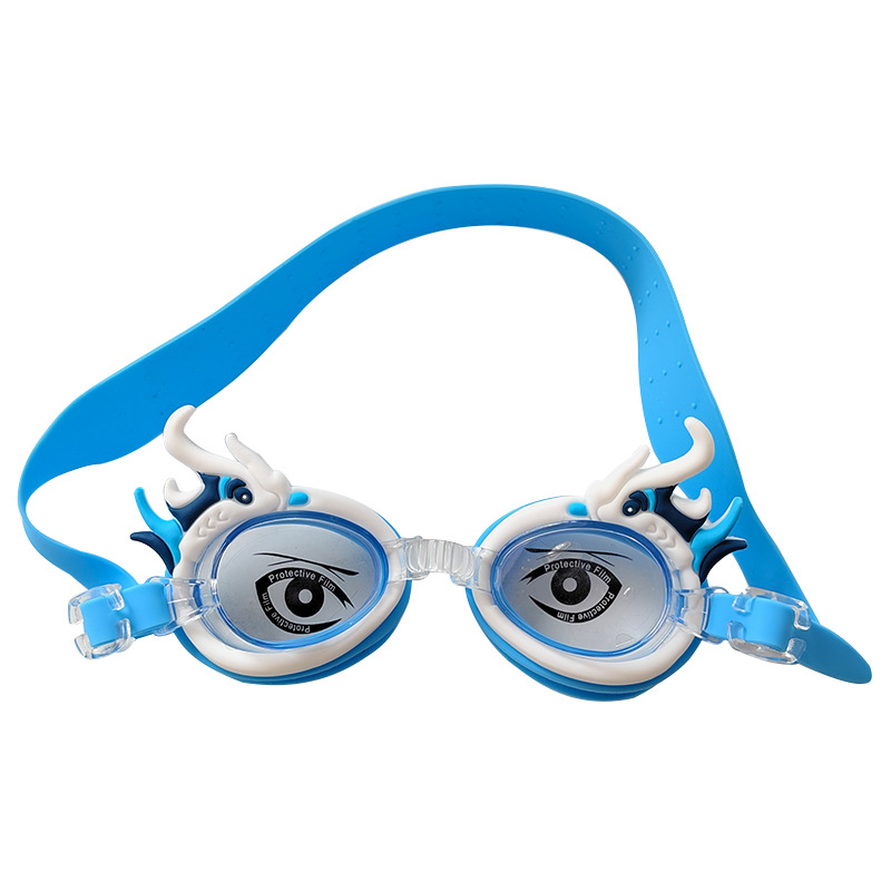 Bērnu peldēšanas brilles ar karikatūru dizainu, PC lēcas, ūdensdrošas un pret miglošanos, komplektā peldcepure