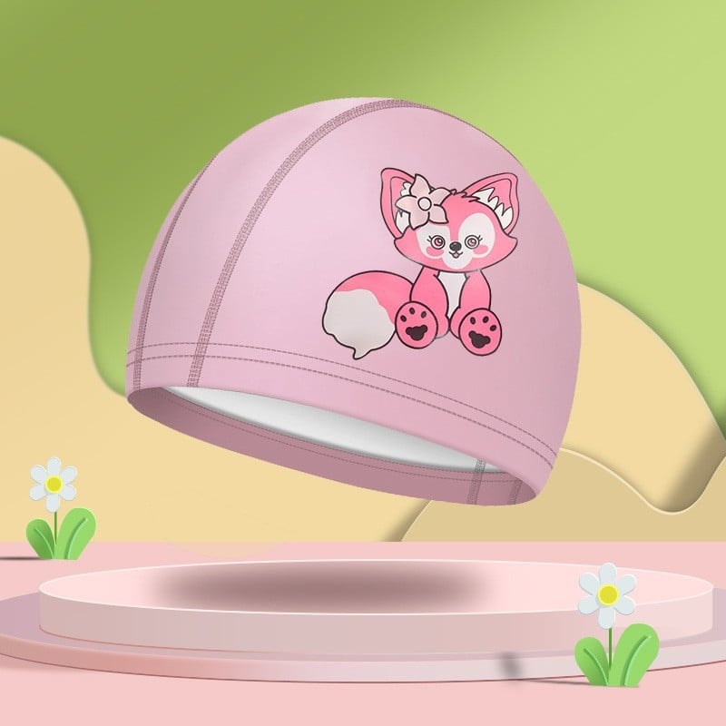 Bērnu peldēšanas brilles ar karikatūru dizainu, PC lēcas, ūdensdrošas un pret miglošanos, komplektā peldcepure