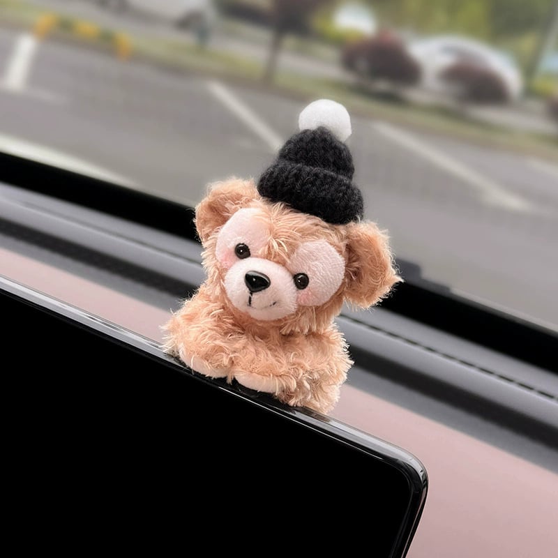 Automobilio vidaus dekoracija centrinio ekranui — pūkuota medžiaga, animacinio stiliaus, dekoratyvinis priedas