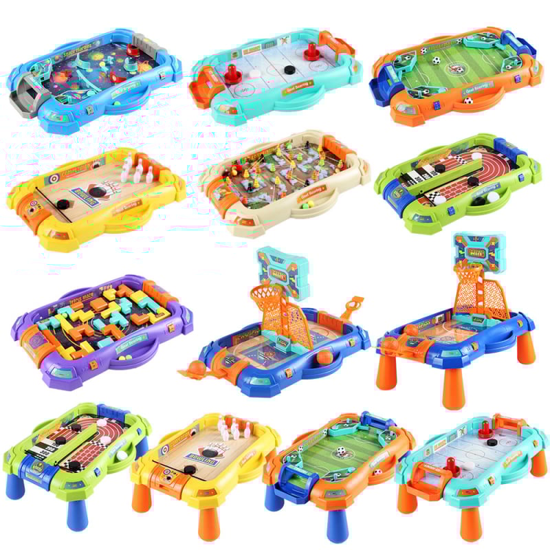 Divu vienā galda spēle: basketbols un futbols — plastmasas konstrukcija, divu spēlētāju duelis, iepakojums kastē, vecums 4–14