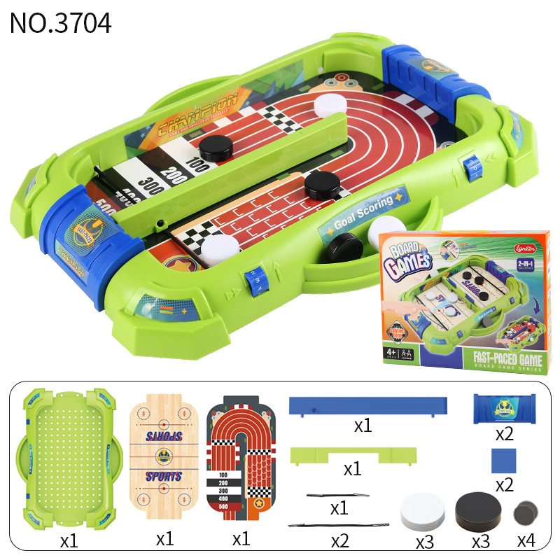 Divu vienā galda spēle: basketbols un futbols — plastmasas konstrukcija, divu spēlētāju duelis, iepakojums kastē, vecums 4–14