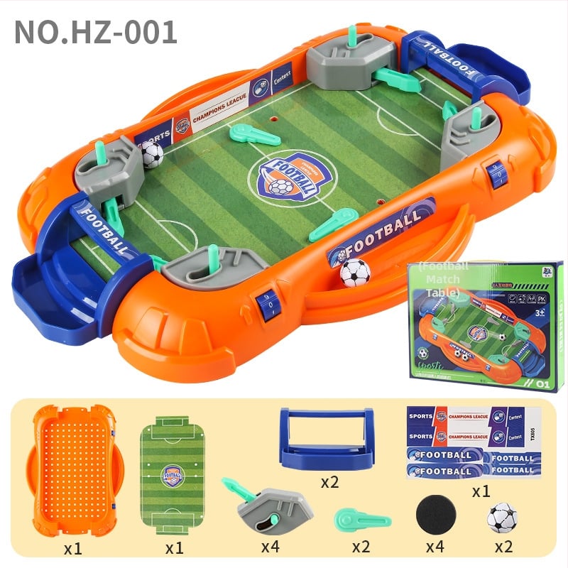 Divu vienā galda spēle: basketbols un futbols — plastmasas konstrukcija, divu spēlētāju duelis, iepakojums kastē, vecums 4–14