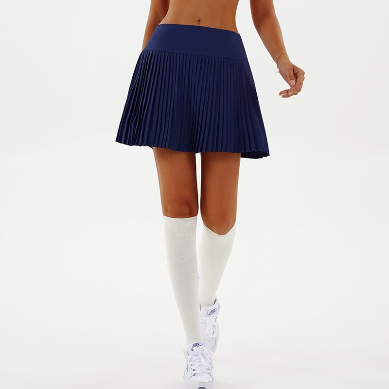 Klostuotas sportinis sijonas, vieno atspalvio, poliesterio 95% su 5% spandekso įdėklu