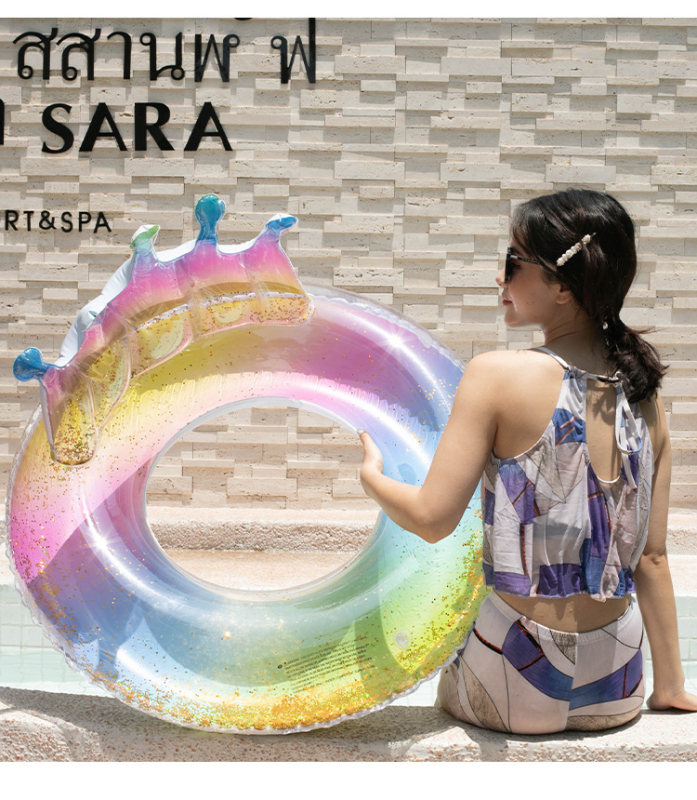 Plivački prsten za odrasle, Eleswim, ekološki PVC, jednofarbni uzorak, pogodan za kretanje i plivanje