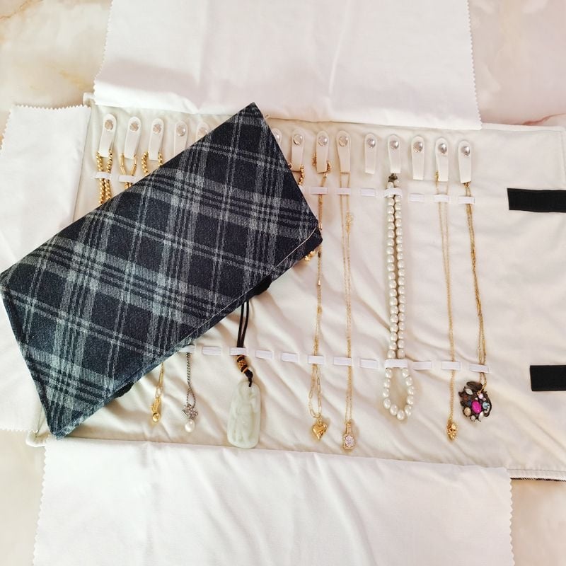 Torba za pohranu nakita – ABS materijal, vodootporna, dvostrukog sloja, prozirna, s vezicom za zatvaranje