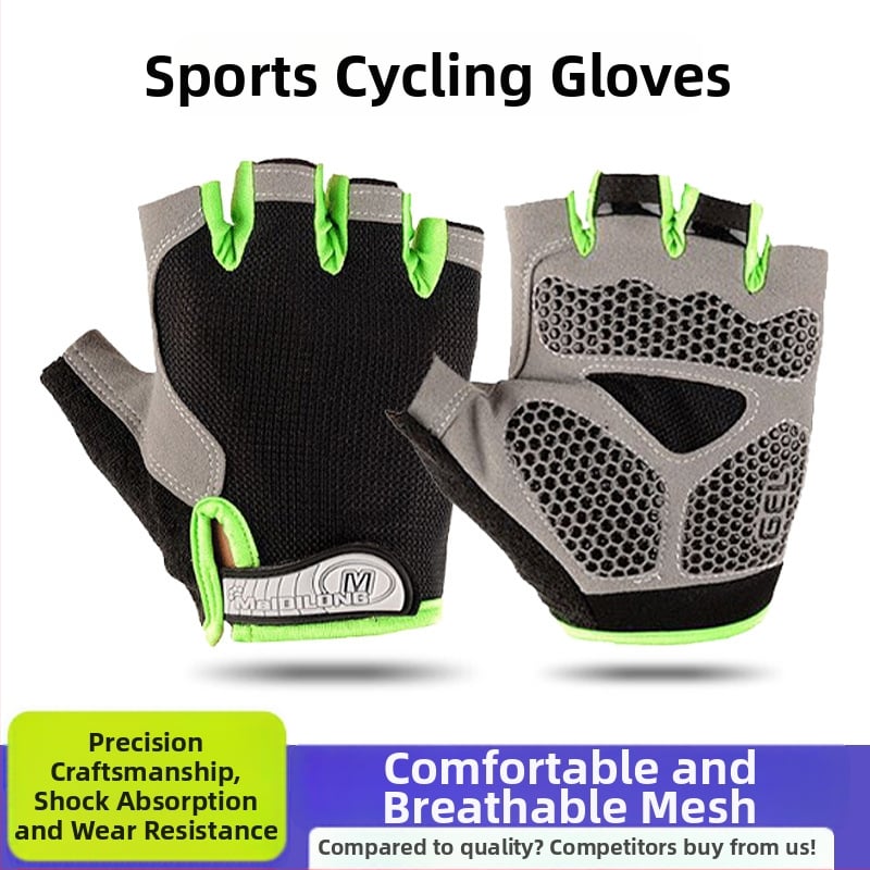 Velosipēdu cimdi ar daļējiem pirkstiem, universāli, pieaugušie, neilons, izturīgi pret nolietojumu