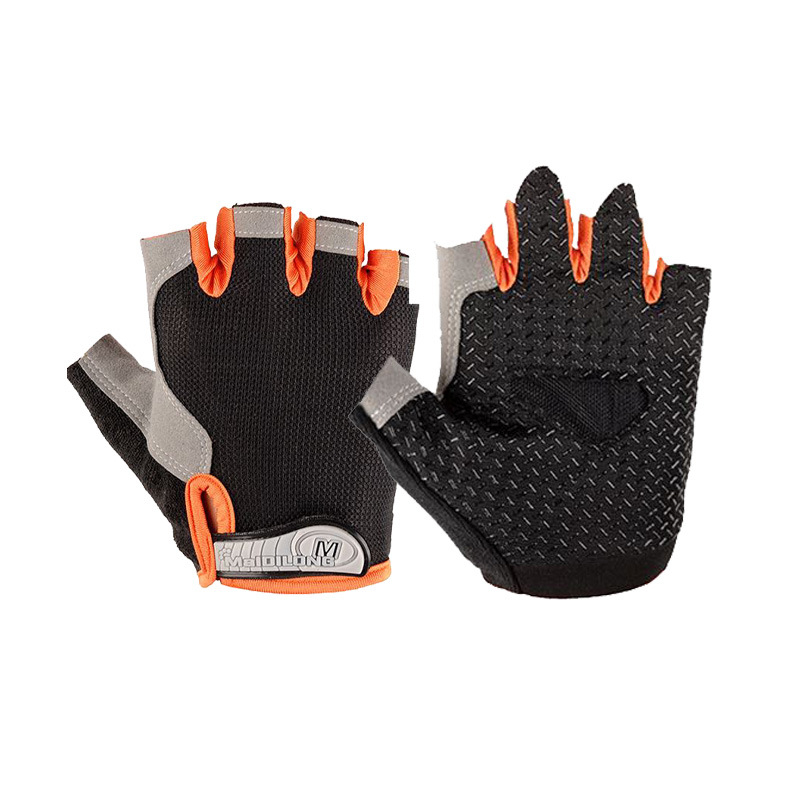 Velosipēdu cimdi ar daļējiem pirkstiem, universāli, pieaugušie, neilons, izturīgi pret nolietojumu