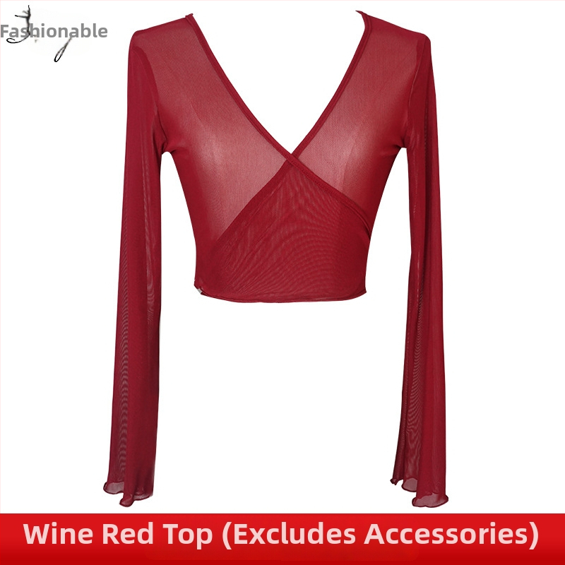 Pilvo šokio kostiumo komplektas su 3D sequin gėlėmis, krištolo medvilnė ir tinklas, pagrindinis audinys spandeksas, 2023 vasara, moterims 25–29