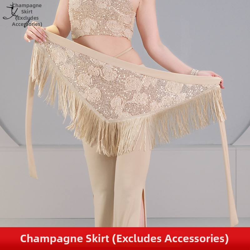 Pilvo šokio kostiumo komplektas su 3D sequin gėlėmis, krištolo medvilnė ir tinklas, pagrindinis audinys spandeksas, 2023 vasara, moterims 25–29