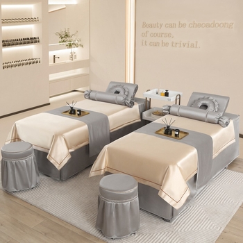 Si yuman Cuvertură de pat pentru frumusețe, set patru piese, stil luxos, țesătură twill, vopsire reactivă, model monocrom