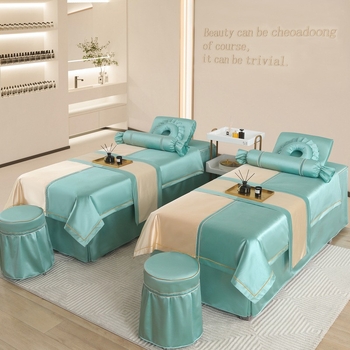 Si yuman Cuvertură de pat pentru frumusețe, set patru piese, stil luxos, țesătură twill, vopsire reactivă, model monocrom