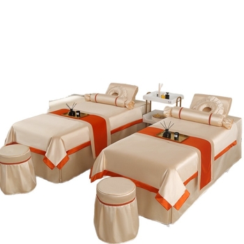 Si yuman Cuvertură de pat pentru frumusețe, set patru piese, stil luxos, țesătură twill, vopsire reactivă, model monocrom