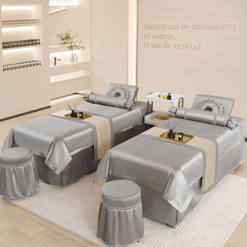 Si yuman Cuvertură de pat pentru frumusețe, set patru piese, stil luxos, țesătură twill, vopsire reactivă, model monocrom