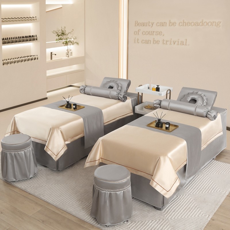 Si yuman Cuvertură de pat pentru frumusețe, set patru piese, stil luxos, țesătură twill, vopsire reactivă, model monocrom