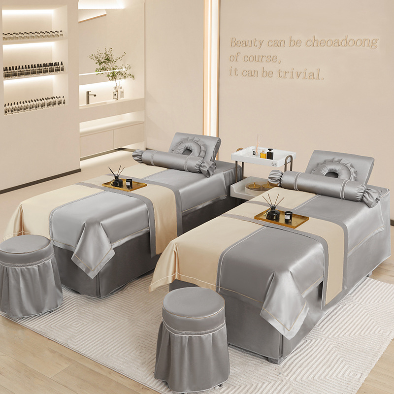 Si yuman Cuvertură de pat pentru frumusețe, set patru piese, stil luxos, țesătură twill, vopsire reactivă, model monocrom