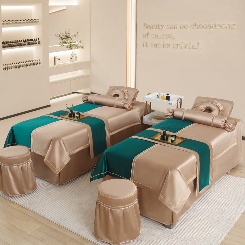 Si yuman Cuvertură de pat pentru frumusețe, set patru piese, stil luxos, țesătură twill, vopsire reactivă, model monocrom