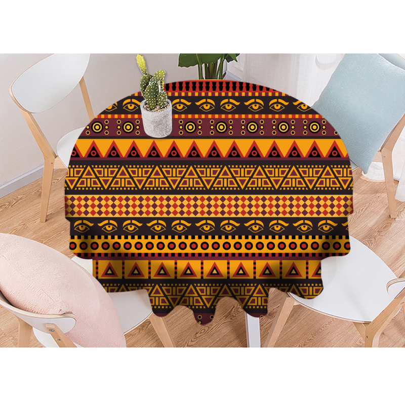 Boemski okrugli stolnjak, 100% poliester, vodootporan, otporan na prašinu, otporan na visoke temperature