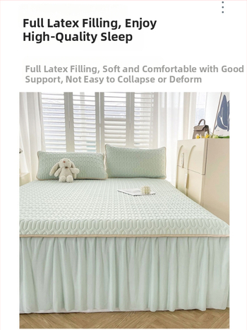 3 dalių latekso vėsinimo kilimėlių komplektas lovai (natūralus lateksas; latekso kiekis 90%+; išspausdintas audinys; universalus stilius; be pritaikymo)