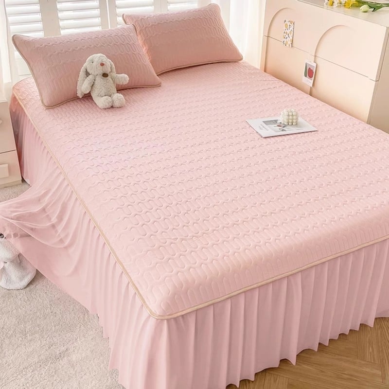 3 dalių latekso vėsinimo kilimėlių komplektas lovai (natūralus lateksas; latekso kiekis 90%+; išspausdintas audinys; universalus stilius; be pritaikymo)