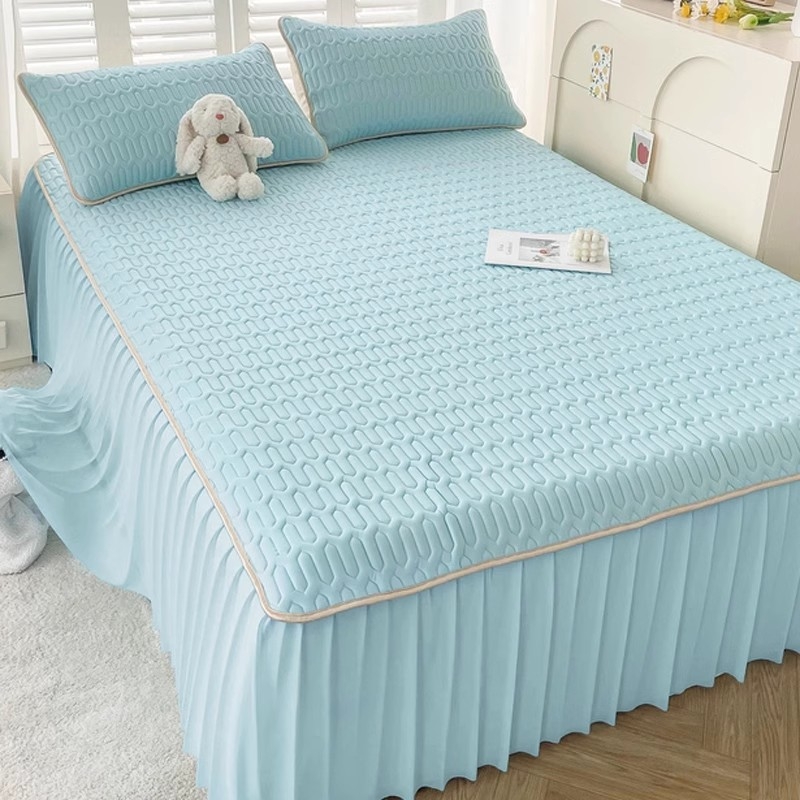 3 dalių latekso vėsinimo kilimėlių komplektas lovai (natūralus lateksas; latekso kiekis 90%+; išspausdintas audinys; universalus stilius; be pritaikymo)