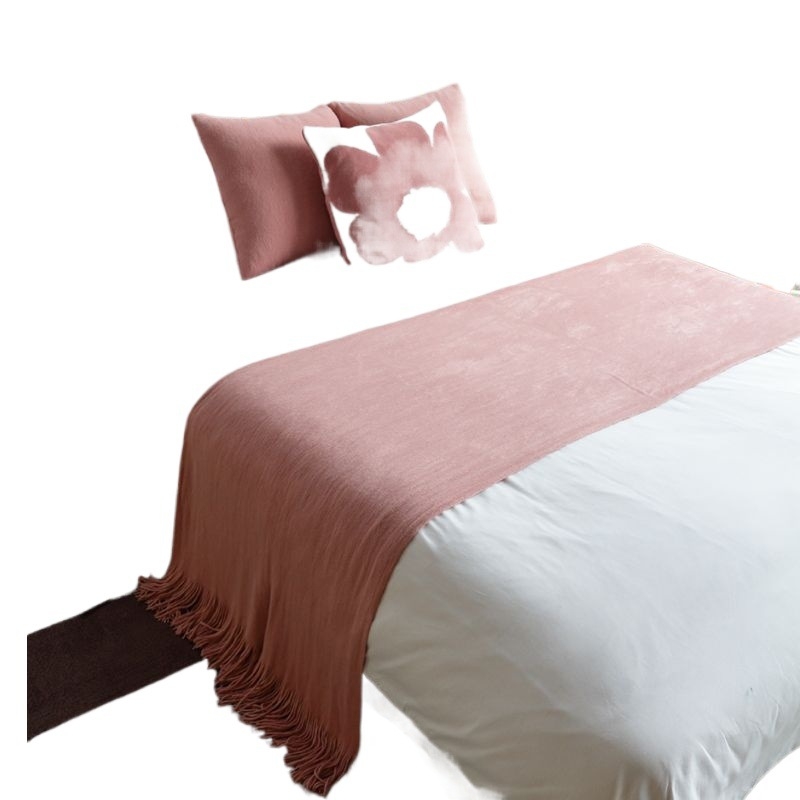 Kötött ágyvég futó, Nordic stílus, akril, egyszínű mintázat, szállodai használatra