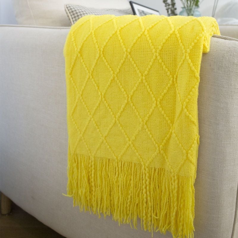 Kötött ágyvég futó, Nordic stílus, akril, egyszínű mintázat, szállodai használatra