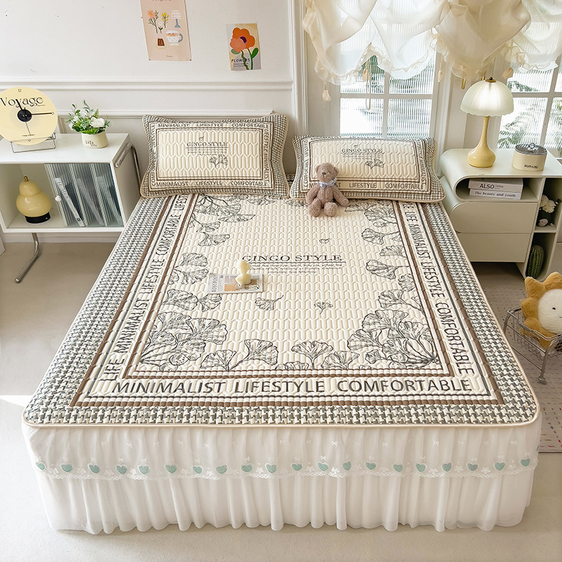 Tryjų dalių lovos krašto komplektas su latekso spausdinta nėrinių - natūralus lateksas, latekso kiekis 80–90%, spausdintas audinys, prieinamas prabangai