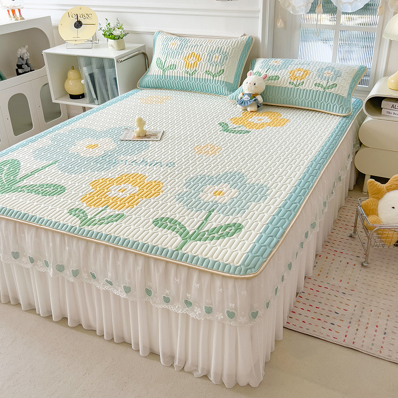 Tryjų dalių lovos krašto komplektas su latekso spausdinta nėrinių - natūralus lateksas, latekso kiekis 80–90%, spausdintas audinys, prieinamas prabangai