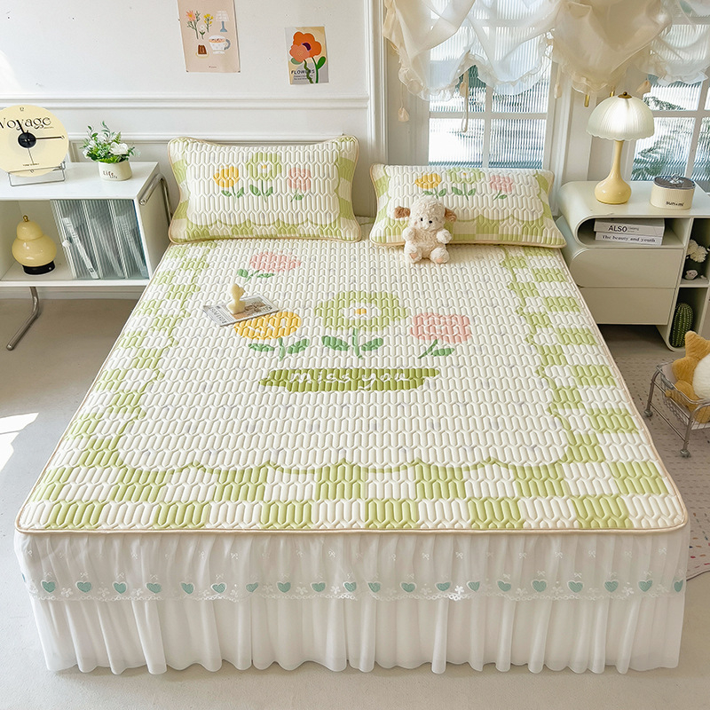 Tryjų dalių lovos krašto komplektas su latekso spausdinta nėrinių - natūralus lateksas, latekso kiekis 80–90%, spausdintas audinys, prieinamas prabangai