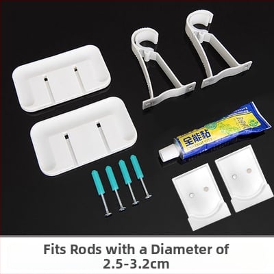 Užuolaidų lazda lipniu montavimu, teleskopinė, be gręžimo – romos lazdelės laikiklis ir atramos rėmo priedai