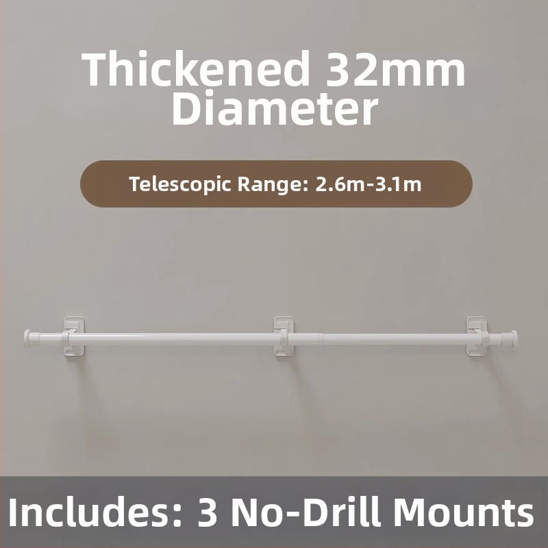 Užuolaidų lazda lipniu montavimu, teleskopinė, be gręžimo – romos lazdelės laikiklis ir atramos rėmo priedai