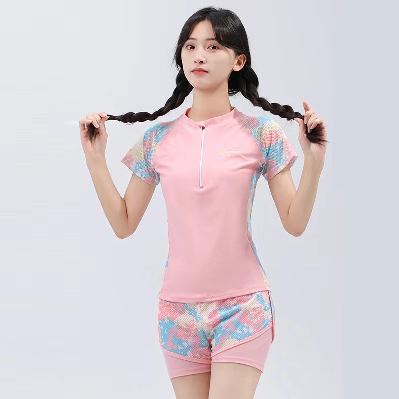 Mergaičių dviejų dalių UV apsaugos maudymosi kostiumėlis, poliesterio audinys su pamušalu, plaukiojimui