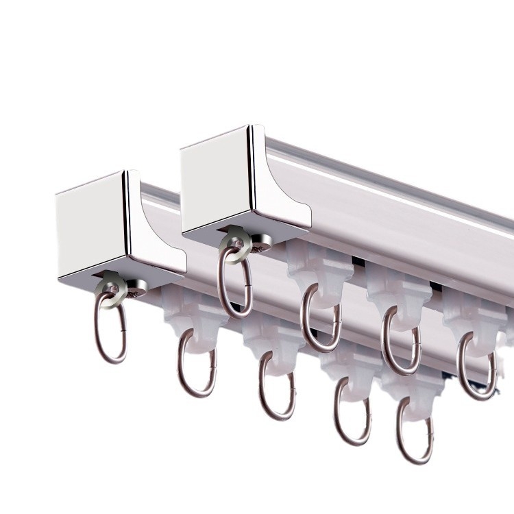 Αλουμινένιος οδηγός ράγας κουρτινών, αθόρυτη λειτουργία, επάνω ή πλάγια τοποθέτηση, μονή και διπλή ολίσθηση, ευθεία ράγα